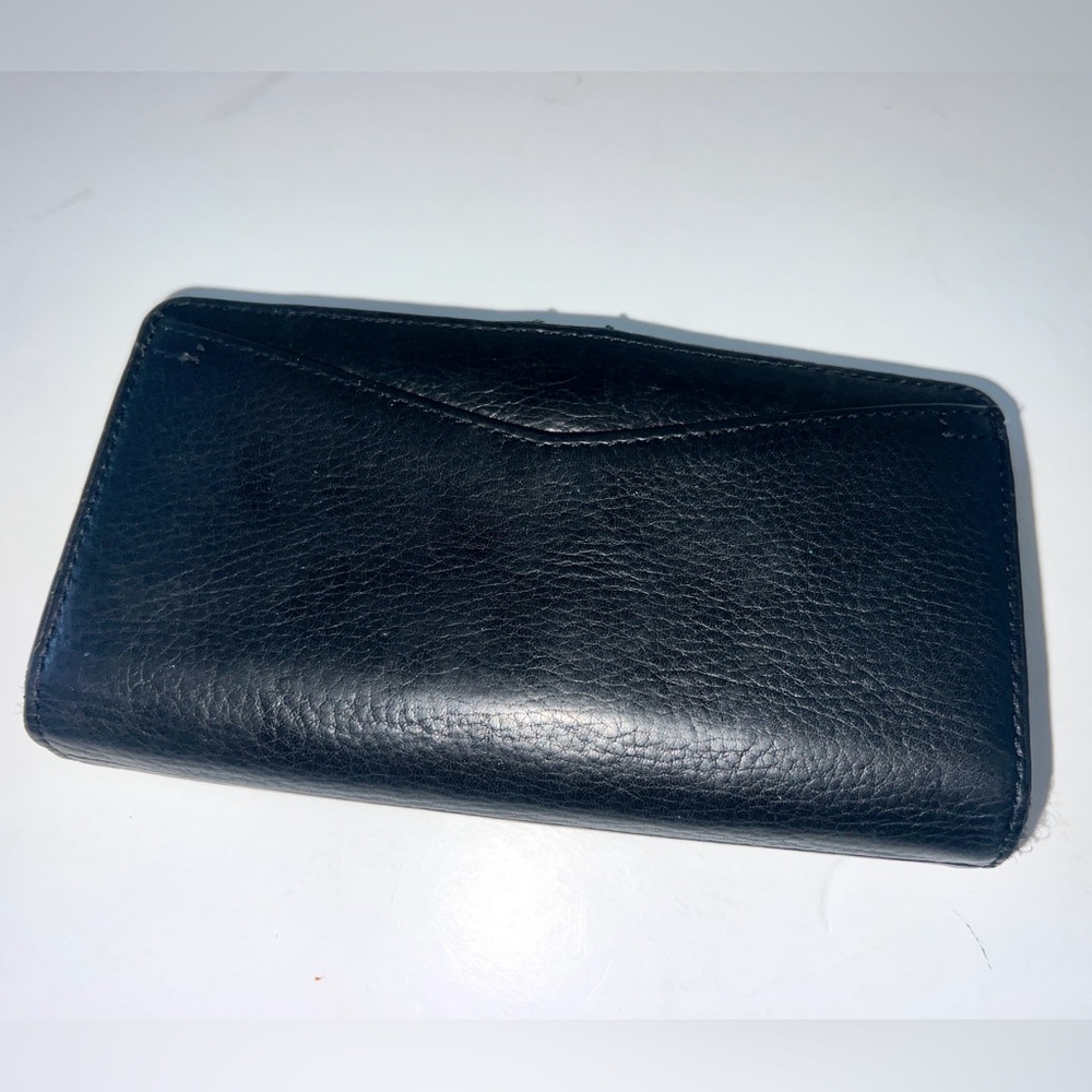 Vtg Fossil Wallet Black Soft‎ Pebble Leather